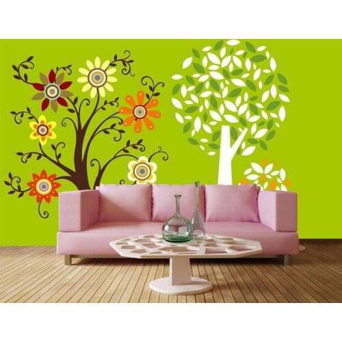 Custom 3d murals papel de parede,Lovely green cartoon tree wallpaper,living room sofa tv wall children bedroom wallpaper