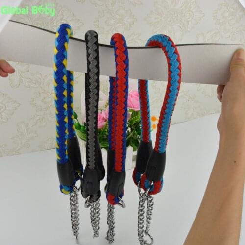 4 Colors 2 Sizes High Quality Brand Strong Fine Round Rope Control Chain Neck Dog Pet Collar Medium Large