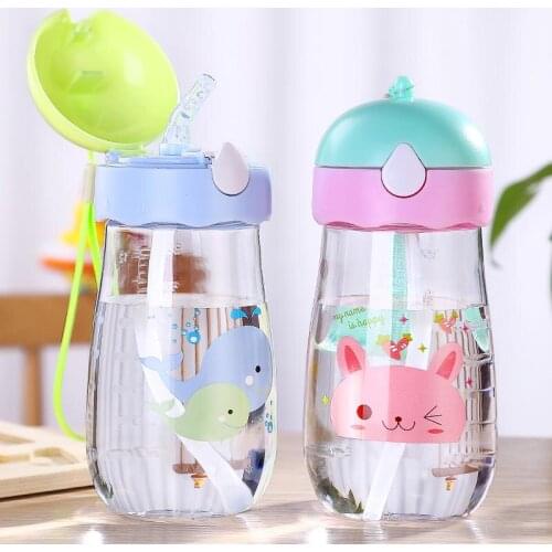 4 Colors Baby Bottle Infant Newborn Cup Children Learn Feeding Drinking Bottle Kids Straw Juice Water Bottles 380ml