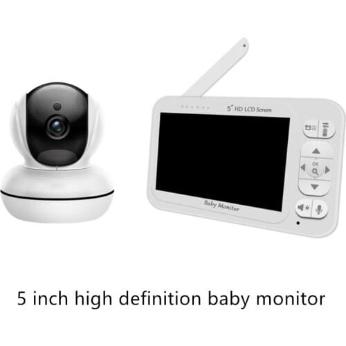 5 inch HD screen baby monitor wireless rotating camera play music temperature monitoring intercom night vision nursing webcam