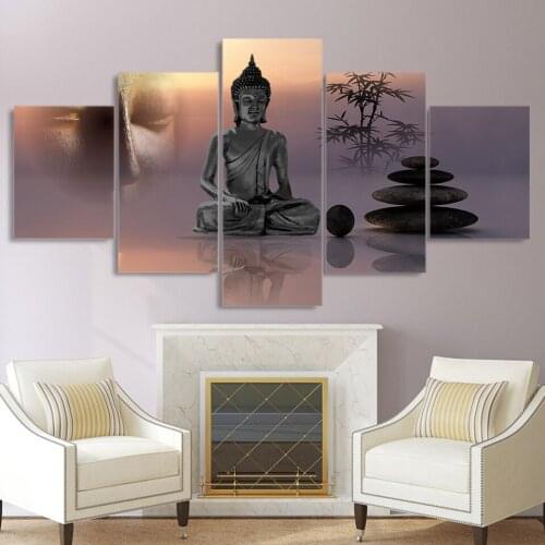 5 Piece 5D Diy Diamond Painting Zen Buddha Statue Home Wall Room Decoration Painted Full Square Round Drill A905