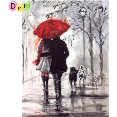 DPF Full Square 5D DIY Diamond Painting Cross Stitch Couple walking diamond Embroidery Rhinestone diamond Mosaic Painting Gift