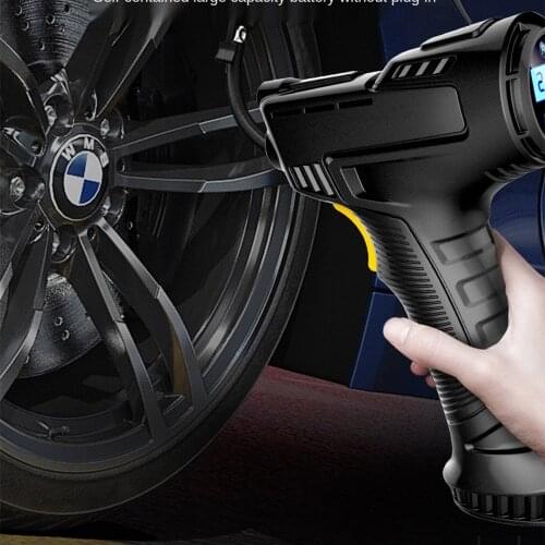 Car Air Pump 120W Rechargeable Wireless Inflatable Pump Portable Digital Car Automatic Tire Inflator Equipment for Car Bike Moto