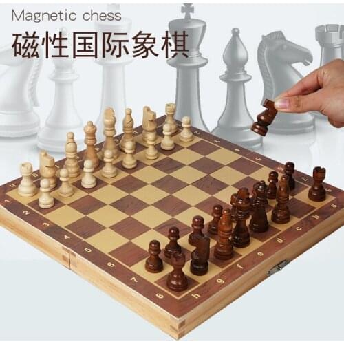 Wooden magnetic chess chess foldable portable desktop toy 29*29cm