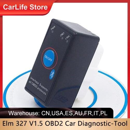 Super Mini Elm327 Bluetooth OBD2 V1.5 Elm 327 V 1.5 OBD 2 Car Diagnostic-Tool Scanner Elm-327 OBDII Adapter Auto Diagnostic Tool