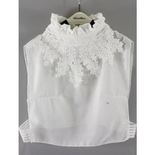 Women White Lace Floral Fake Collar Detachable Collars for Sweater Stand Lapel False Collar Removable Detachable Blouse Tie