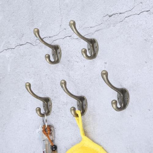 DRELD 5Pcs Antique Alloy Home Hat Coat Clothes Towel Wall Door Hangers Hooks Bathroom Accessories Coat Hooks Bronze Tone w/Screw