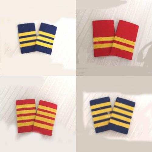 Red / Blue Three Gold Bars Airline Pilot Epaulets Captain Shoulder Boards Insignia Sliders Cosplay Epaulette Gift for Women Men