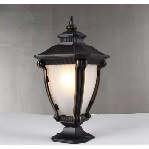 European square column park outdoor retro waterproof rust-proof column lamp garden balcony villa garden simple gallery lamp