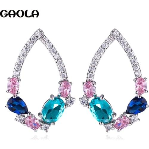 GAOLA New Design Simple Cubic Zirconia Waterdrop Stud Earrings Wedding Jewelry GLE9082