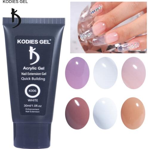 KODIES GEL 30ML Professional UV Builder Gel Polish 3D Acrylic Building Lak for Nail Extension 6 Color Clear French Manicure Art