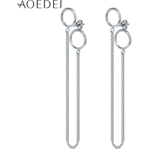 AOEDEJ Geometric Drop Earrings Alloy Long Dangle Tassel Earrings For Womens Mens Jewelry Stainless Steel Long Hanging Earrings