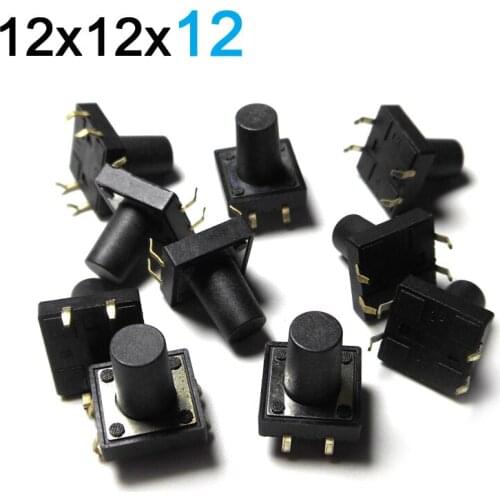12*12*12MM Toy Switch 4-pin High Handle Black Push Button Switch 12x12x12mm JOYING LIANG 10PCS