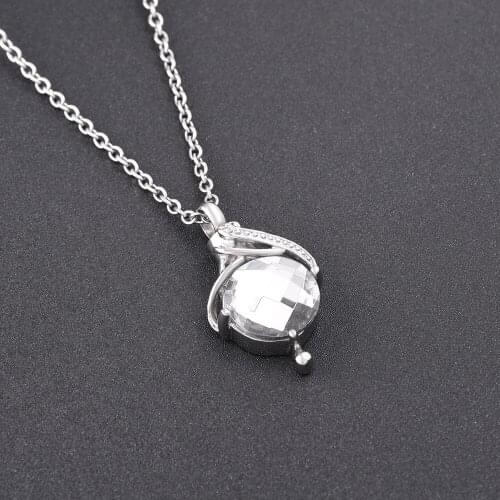 IJD9844 White/Blue Crystal keepsake Jewelry For Ashes Holder Stainless Steel Memorial Urn Cremation Pendant Necklace For Women