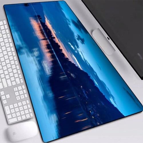 Landscape Moon Lake Mats Beautiful Mouse Pad Desktop Dustproof Heated Mouse-pad Custom with Sewn Edges Keyboards Pad 900x400mm