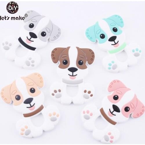 Lets Make Pendant For Teething Necklace Baby Teether Lovely Dog Safe And Non-toxic 2pc Peachy DIY Accessories Silicone Teether