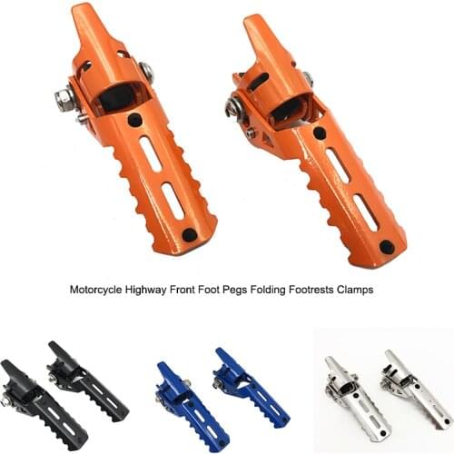 Motorcycle Highway Front Foot Pegs Folding Footrests Clamps 22-25mm For BMW F800GS Adventure S1000XR F750GS F850GS C400X C400GT