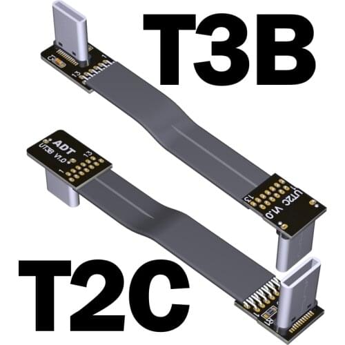 Soft Slim USB C Cable FPV Thin Ribbon FPC Charging Cable USB Type-C Male 90 Degree Angled Right Down Angled to USB Type C Female