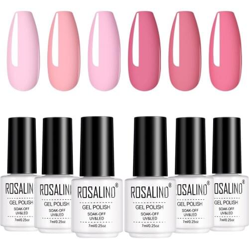 ROSALIND Gel Nail Polish Kit 6pcs All For Manicure Nails Art Design Pure Color Gel Lacquer Soak Off Semi Permanent UV Gel Kit