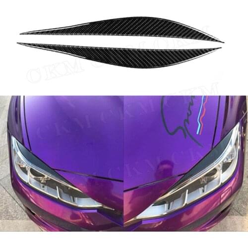 Carbon Fiber Material Front Bumper Lip FogLamp Eyebrow Stickers For BMW 3 Series F30 2013 2014 2015