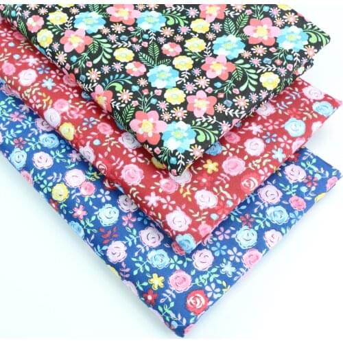 New 50x160cm Pastoral Floral Summer Poplin Cotton Fabric DIY Childrens Wear Cloth Make Bedding Quilt Decoration Home 180g/m