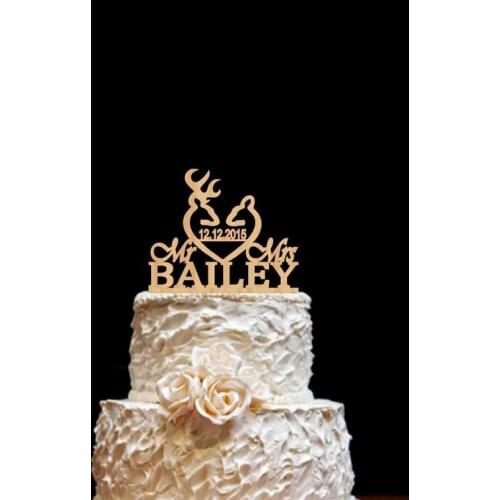 Deer Wedding Cake Topper Mr Mrs Deer Cake Topper Rustic Wedding Cake Toppe