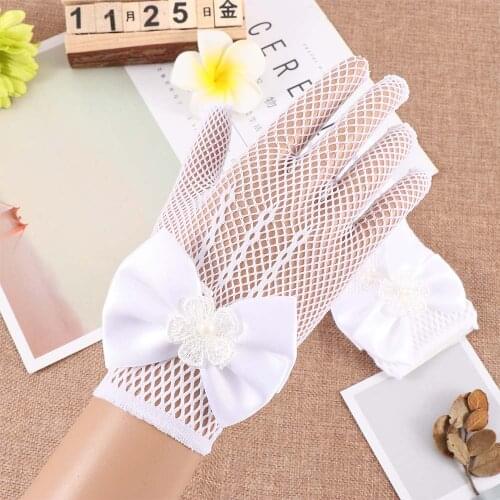 Flower Girl Dresses Gloves Dress Costume Accessories for Girls Ladies Mesh Gloves Children Princess Gloves