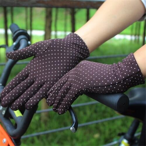 Dots Cotton Gloves Women Spring Autumn Wear-resistant Outdoor Sports Short Gloves Sunscreen Driving Gloves Guantes