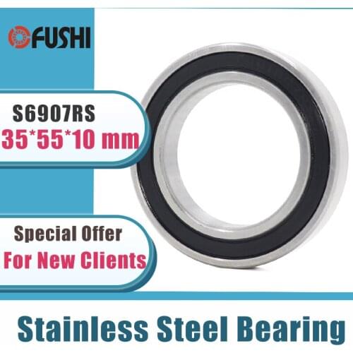 5PCS S6907RS Bearing 35*55*10 mm ABEC-3 440C Stainless Steel S 6907RS Ball Bearings 6907 Stainless Steel Ball Bearing
