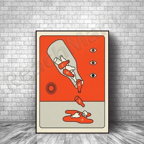 Retro illustration of SMASH Giclée Fine Art Print Minimal, Jazzberry Blue decorative poster