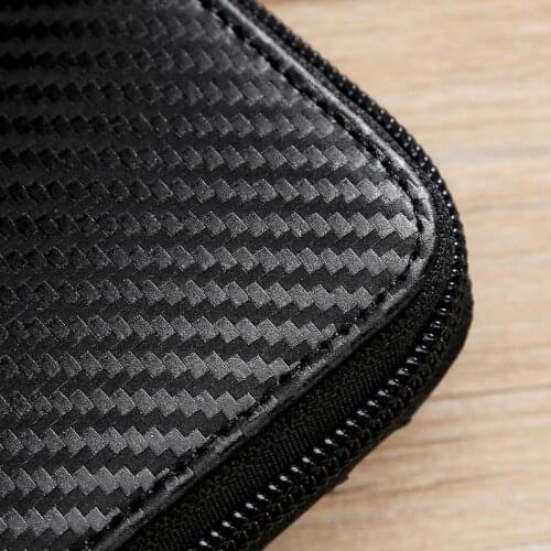 RFID Vintage Carbon Fiber Leather Organizer Business Credit Card Holder Travel Card Bag Small Wallets M68C