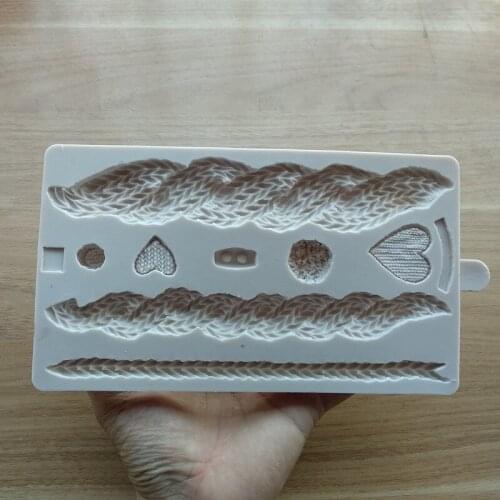 Christmas Wedding Birthday Party Folding Sugar Cake Silicone Molds Sweaters Patterns Buttons Knitted Silicone Pads SQ17193