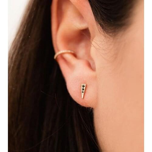 2021 Sale New Bar Trendy Brinco Earings Pave Cubic Zirconia Triangle Studs Fashion Simple Tiny Cute 925 Silver Earring