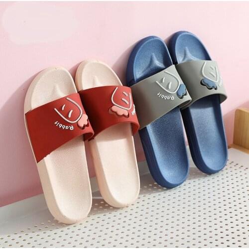 New Summer Women Cute Cartoon Home Bathe Flip Flops Ladies Flat Slides Couple Bathroom Slippers Men Fashion Soft Non-Slip Shoes