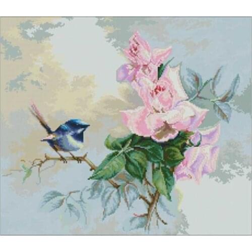 Bluebird and Pink Rose patterns Counted Cross Stitch 11CT 14CT 18CT DIY Chinese Cross Stitch Kits Embroidery Needlework Sets