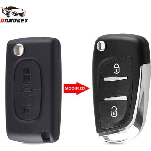 Dandkey CE0536 Modified Flip For Citroen C2 C3 C4 C5 C6 C8 Berlingo Xsara 2/3 Buttons Remote Car Key Case Shell Fob Uncut Blade
