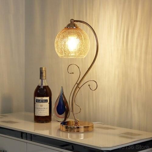 European Style Glass Table Lamps Bedroom Bedside Living Room Decoration Modern Desk Lamp Stand Light Home Deco Lighting Fixtures