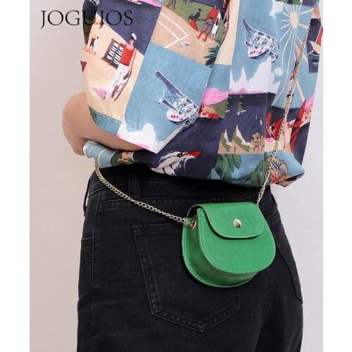 JOGUJOS Girl Mini Shopper Saddle Bag 2020 New Fashion High Quality Genuine Leather Handbags Shoulder Messenger Chain Bags Coin