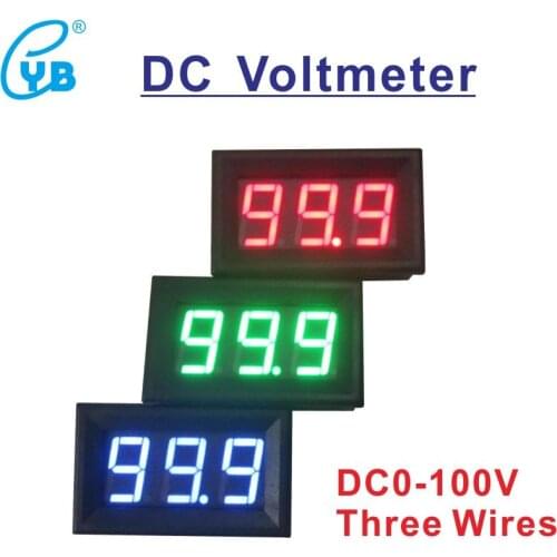 LED Digital Volt Meter DC 0-100V Voltage Meter Voltmeter Voltage Tester Red Blue Green Digits Mini Electrical Tool for Voltage
