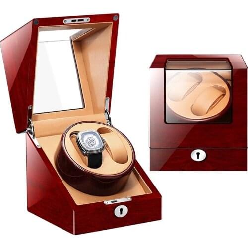 2+0 Watch Storage Display Box for Luxury Brand Automatic Watch Wooden Watch Winders Double leather Pillow Organizer Motor Shaker