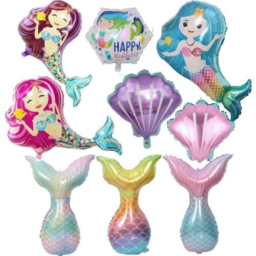 Little Mermaid Party Balloons Sea Animals Shells Foil Balloon Kids Birthday Party Decoration Supplies Baby Shower Decor Globos