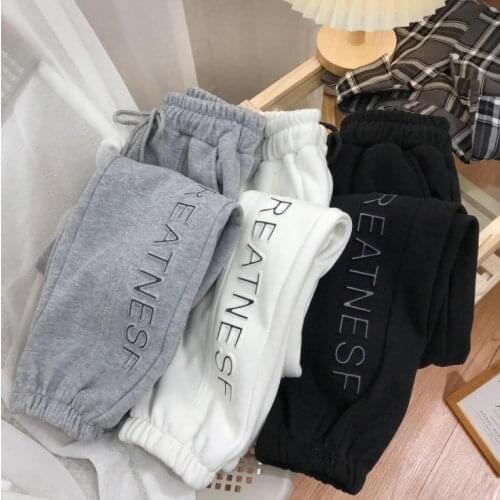 Elastic Band Harlan Women Pants Hree-dimensional Embossed Letters Gray Thin Sports Joggers Woman Pants Solid Sweatpants Fashion