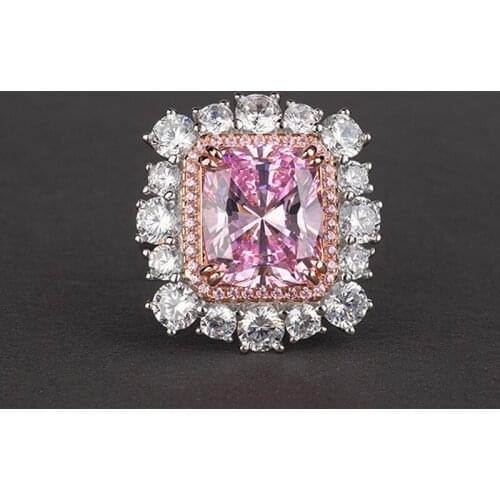 11ct 10*12MM Quartz Aquamarine Solid 925 Sterling Silver Wedding Enagement Diamond Rings for Women Fine Jewelry Cocktail Ring