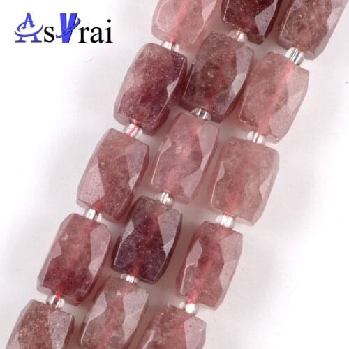 15*10mm Natural Strawberry Quartz Stone Faceted Cuboid Beads For Jewelry Making Spacer Loose Beads Diy Bracelets Strand 15"