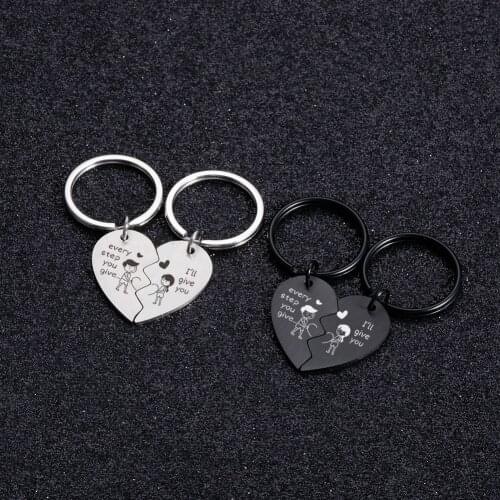 2PCS Love Couple Key Chain Accessories Cute Keychain Engraved Two Names for Boyfriend Girlfriend Couples Lover Special Gifts