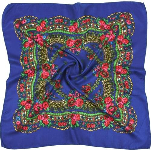 2021 New Russian National Headscarf Flower Printed Square Handkerchief Retro Bandana Muslim Head Wraps Headband Scarfs