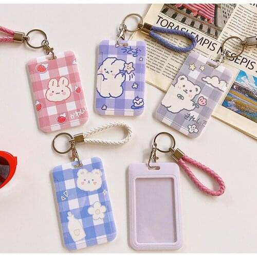 Women Men Business Card Holder Cartoon Cute Retractable Credit Card Holders Bank ID Holders Badge Child Bus Card Cover Case