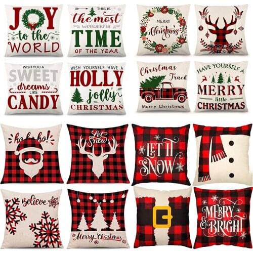 4pcs Christmas Decoration Cover 45x45 Pillowcase Sofa Cushions Home New Year 2021 Christmas Decorations for Home Sofa Seat Cover
