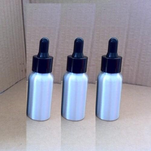 40pc 30ml aluminum silver bottle With (black ring +black rubber) dropper lid, 30ml aluminum dropper container for essential oil