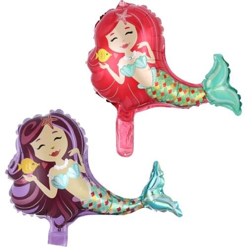 5pcs Mini Mermaids Princess Purple Pink Foil Balloons Happy Birthday girl Party Decor Air Balloons Children Classic Toys Globos